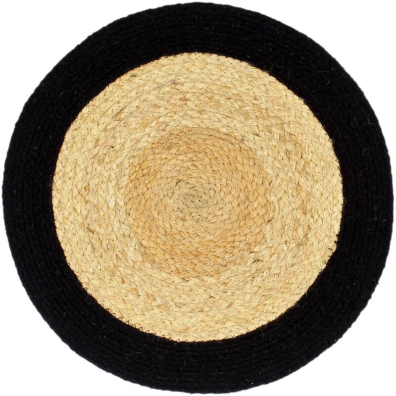 Tischsets 6 Stk. Natur Und Schwarz 38 Cm Jute Und Baumwolle Vidaxl