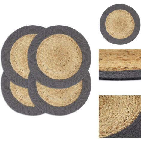 Tischsets - Living Tischsets 4 Stk. Natur und Anthrazit 38 cm Jute und Baumwolle