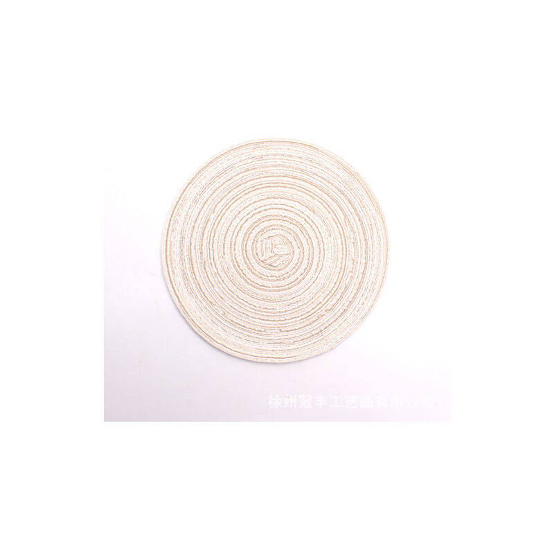 Placemats, Set of 6 Washable Braided pp Heat Resistant Non-Slip Placemat, Round Placemat 36x36cm(Round,Ivory)