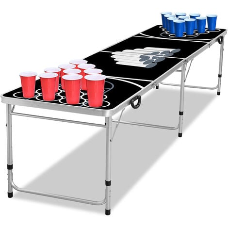 Tischtennisplatten Beer Pong Tisch Set Bierpongtisch Höhenverstellbar Klappbarer Table für Partyspiele Trinkspiele inkl. 5 Bälle und 100 Bechern, HENGMEI
