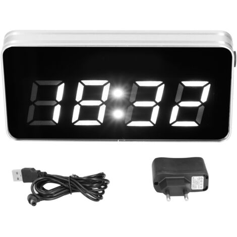 Tischuhr mit ewigem Kalender, hellem LED-Display und Spiegelfunktion – EU-Stecker