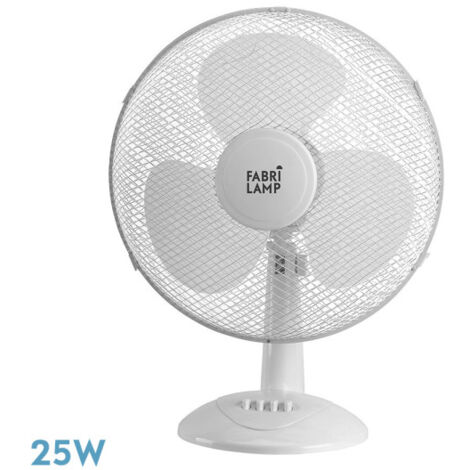 Tischventilator kleiner Umhang weiß 2vel 25w oszillierend 3 Flügel weiß 35,5x27x17cm