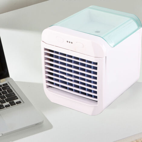 【Tischventilator】 + 【Luftkühler】 + 【Tragbarer USB-Anschluss】 + 【Mini-Luftkühler mit Luftbefeuchter und Nachtlicht】