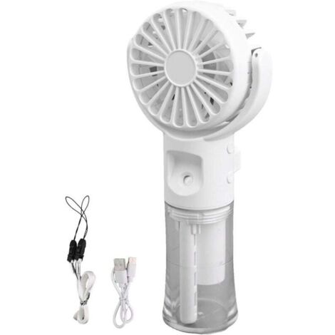 Tischventilator, tragbarer, wiederaufladbarer Tischventilator mit 4 Geschwindigkeitsstufen und Wassernebel für Kinder und Studenten (weiß)