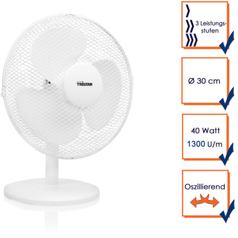 Tischventilator Tristar VE 5724 weiß 30 cm 40 Watt