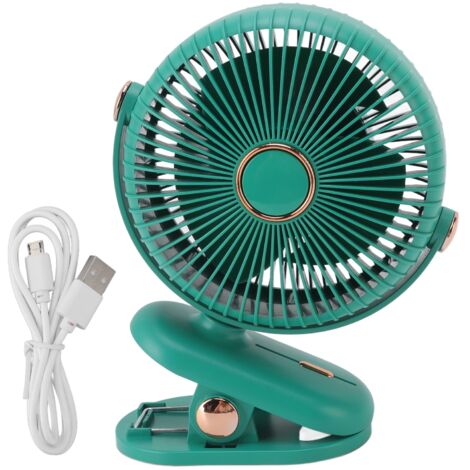 Tischventilator zum Anklemmen, 3 Geschwindigkeitsstufen, sicheres Design, kompakt und tragbar für Schlafzimmer, Büro oder Kinderwagen, grün