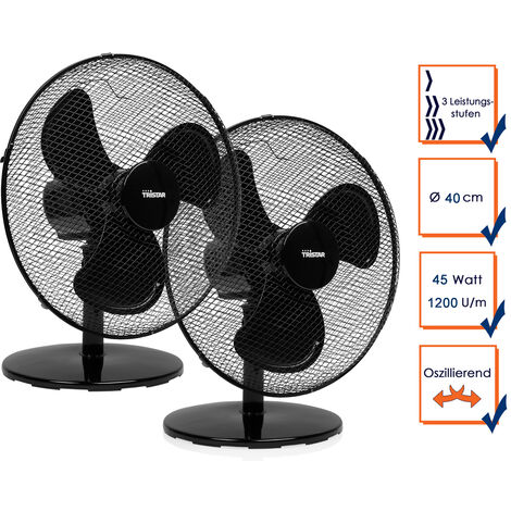 Tischventilatoren 2er SET Ø 40cm 3-Stufen 3077,4m³/Std. Oszillierend