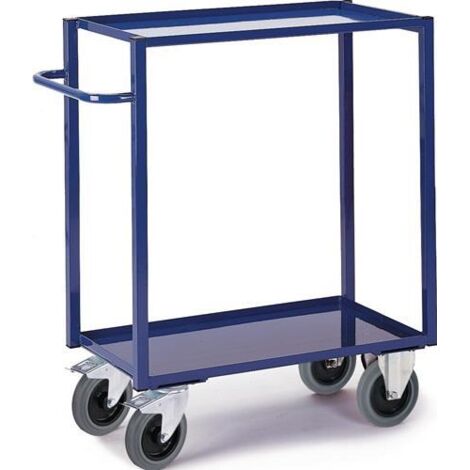 Tischwagen Bügel waagerecht 2Stahlblechwannen L995xB695mm Rand-H.30mm enzianblau