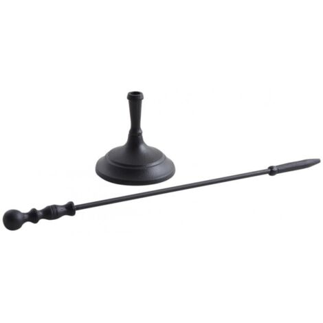 Tisonnier en métal noir avec support 62cm
