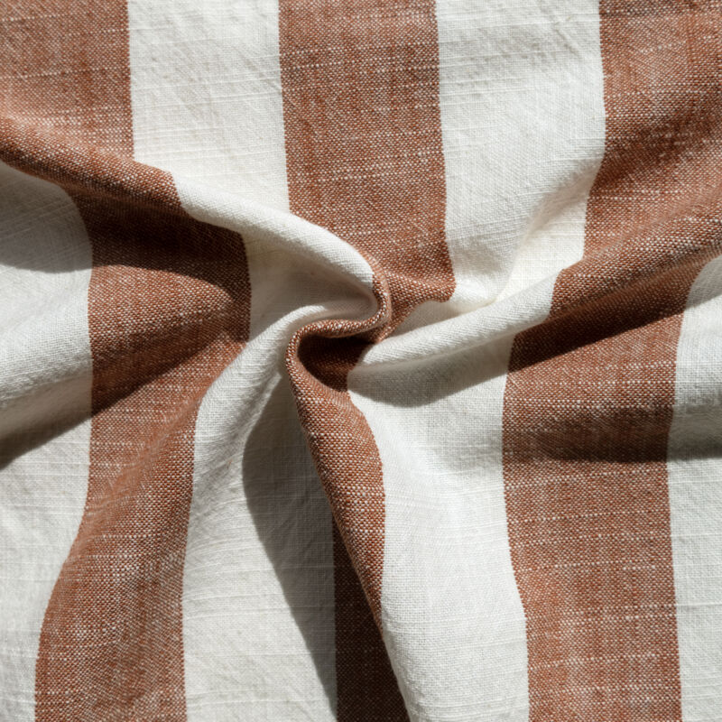 Tissu 100% coton rayé LOURMARIN Terracotta 140 cm