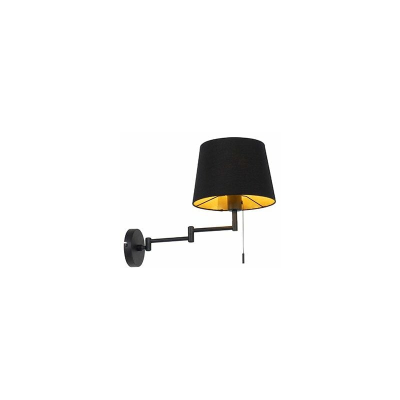 Qazqa - ladas - Applique murale bras articulé - 1 lumière - l 25 cm - Noir - Moderne - éclairage intérieur - Salon i Chambre i Cuisine i Salle à