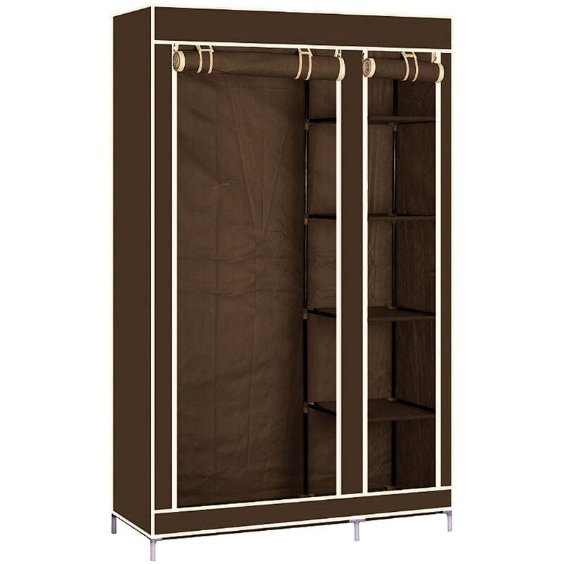 Tissu Armoire de Rangement Chambre, 110 x 45 x 178 cm, brun