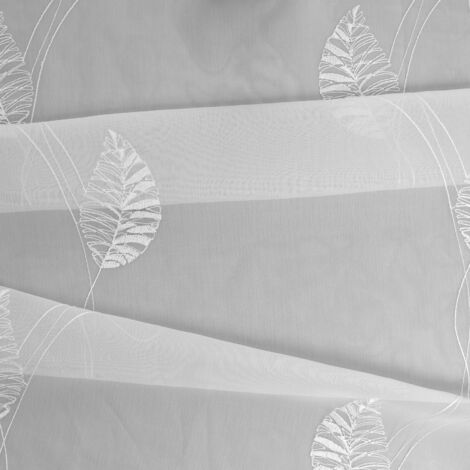 Tissu brodé feuille Blanc 300 cm