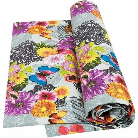 Tissu d'ameublement Couvrir tout Housse de Canapé Fauteuil-lit Fleurs Papillons Gris - 170x280 cm