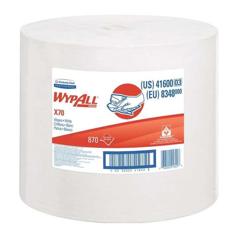Kimberly-clark - Chiffon de nettoyage WypAll® X70 8348 L315xl310environ mm blanc 1 couche