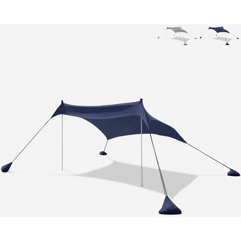 Tente de plage protection UV parasol portable 2.3 x 2.3 m Formentera Couleur: Bleu