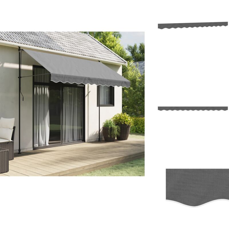 Tissu de remplacement de cantonnière d'auvent rayure anthracite - Toile De Cantonnière - Auvent - Tissu D'ombrage - Parasol - Décoration Jardin