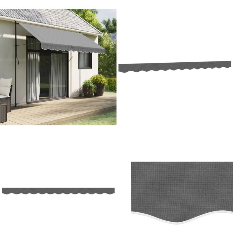 Tissu de remplacement de cantonnière d'auvent rayure anthracite - Toile De Cantonnière - Auvent - Tissu D'ombrage - Parasol - Décoration Jardin