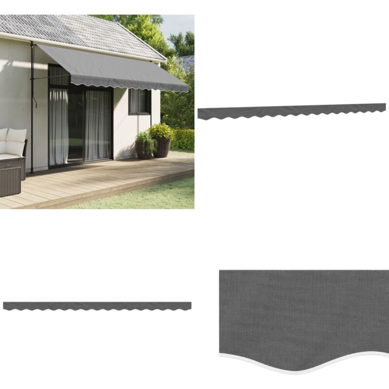 Vidaxl - Tissu de remplacement de cantonnière d'auvent rayure anthracite - Toile De Cantonnière - Auvent - Tissu D'ombrage - Protection Solaire