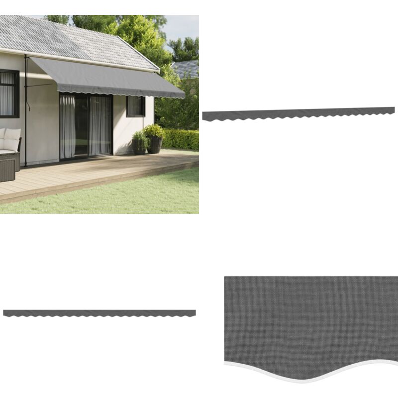 Tissu de remplacement de cantonnière d'auvent rayure anthracite - Toile De Remplacement - Auvent - Tissu D'ombrage - Pare-soleil - Protection Solaire