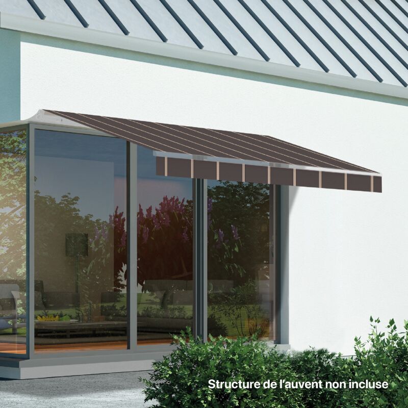 Wasabi - Tissu de remplacement pour auvent 4x2.5 Gris Foncé Acrylique 300 gr/m2 - Protection uv - Toile de store 383x250cm - Stores de rechange