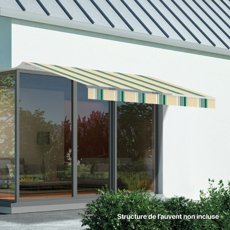 Wasabi - Tissu de remplacement pour auvent 3x2 Beige et Vert Acrylique 300 gr/m2 - Protection uv - Toile de store 283x200cm - Stores de rechange