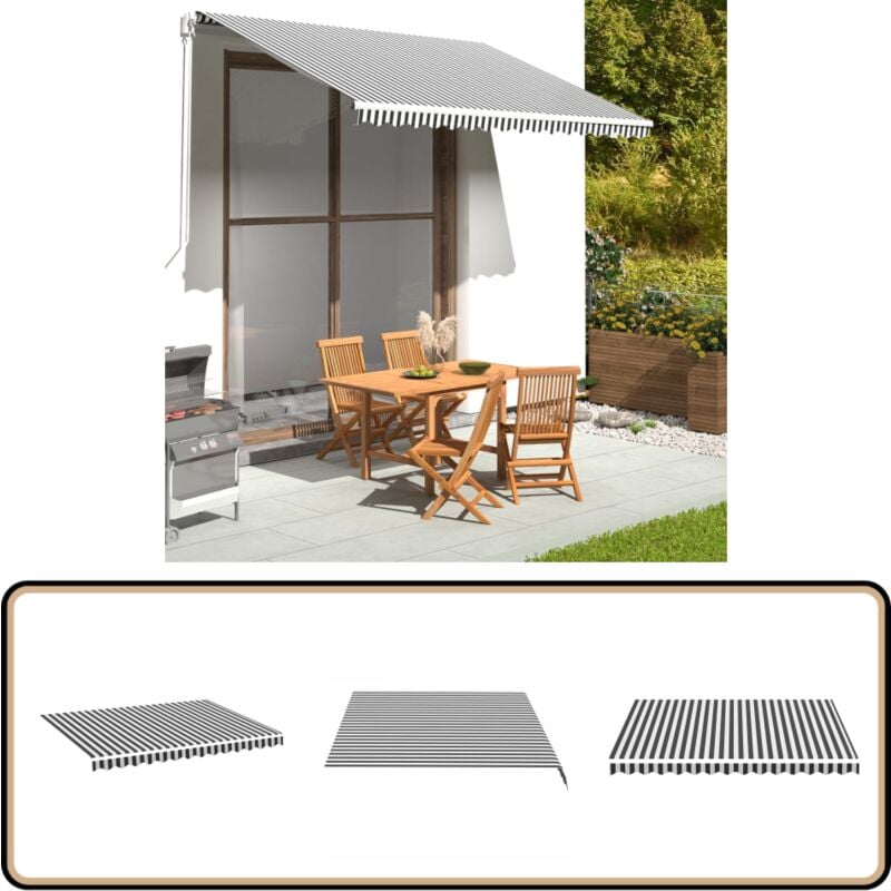 Vidaxl - Tissu de remplacement pour auvent Anthracite et blanc 3,5x2,5 m - Tissus D'ombrage - Toile D'auvent - Auvent De Jardin - Store Banne