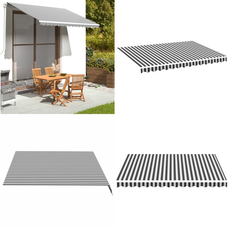 Vidaxl - Tissu de remplacement pour auvent Anthracite et blanc 3,5x2,5 m - Tissus D'ombrage - Toile D'auvent - Auvent De Jardin - Store Banne
