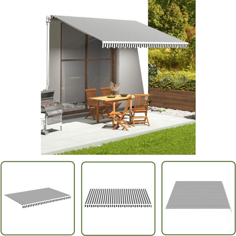 The Living Store - Tissu de remplacement pour auvent Anthracite et blanc 4,5x3 m - Tissu D'ombrage - Auvent De Jardin - Toile D'extérieur