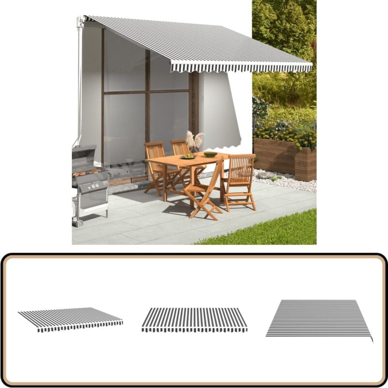 Vidaxl - Tissu de remplacement pour auvent Anthracite et blanc 4x3 m - Tissus D'ombrage - Auvent De Jardin - Parasol De Jardin - Store Banne