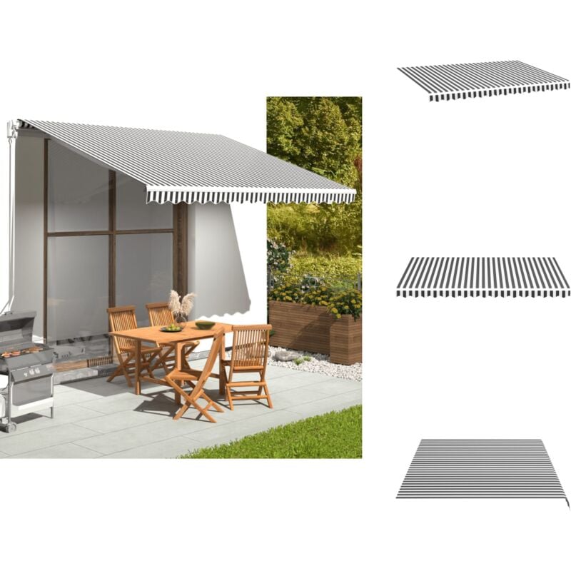 Tissu de remplacement pour auvent Anthracite et blanc 4x3 m - Tissus D'ombrage - Auvent De Jardin - Parasol De Jardin - Store Banne - Couverture