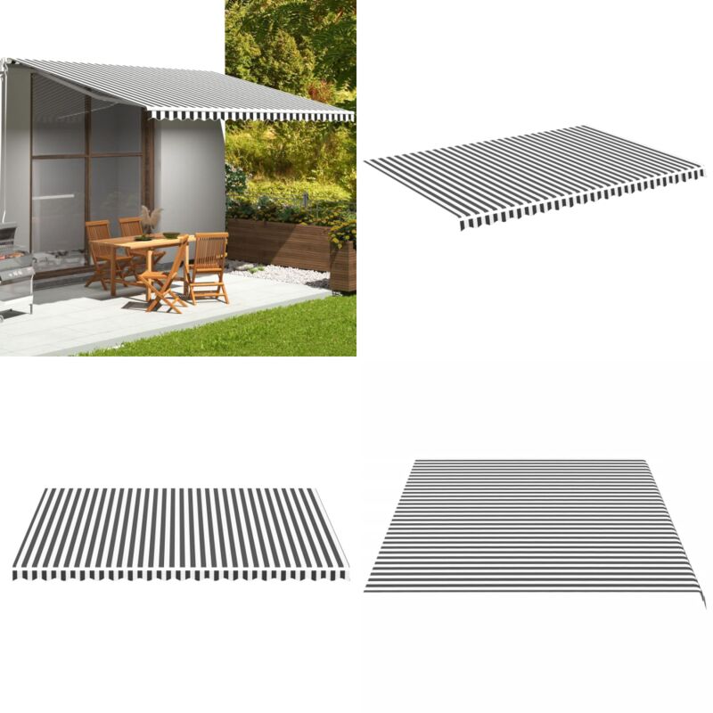 Vidaxl - Tissu de remplacement pour auvent Anthracite et blanc 5x3,5 m - Tissu D'auvent - Auvent De Jardin - Toile D'ombrage - Protection Solaire