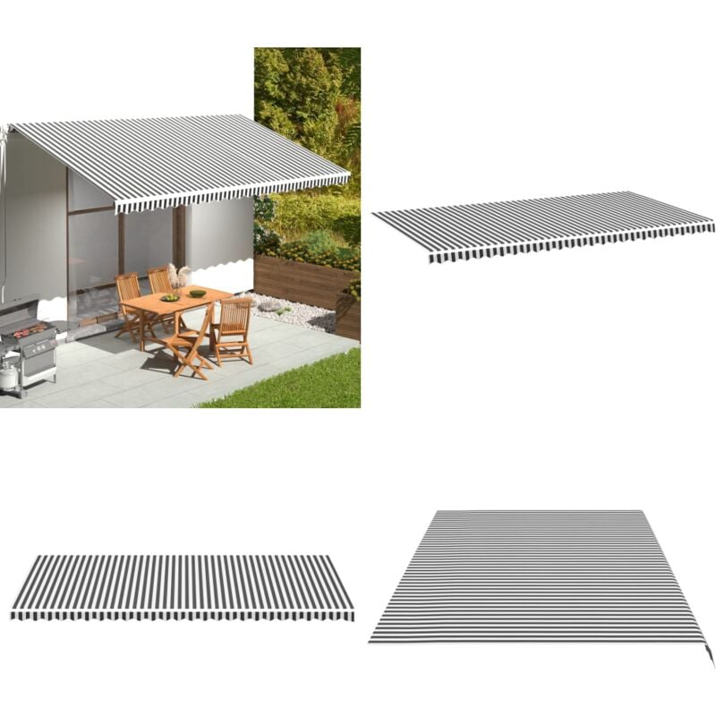 Tissu de remplacement pour auvent Anthracite et blanc 6x3 m - Toile D'ombrage - Auvent De Jardin - Parasol De Terrasse - Tissu De Remplacement