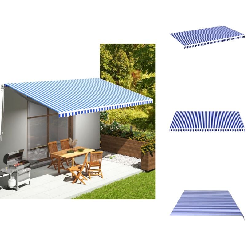 Vidaxl - Tissu de remplacement pour auvent Bleu et blanc 6x3,5 m - Tissus D'ombrage - Auvent De Jardin - Toile D'auvent - Store Banne - Protection