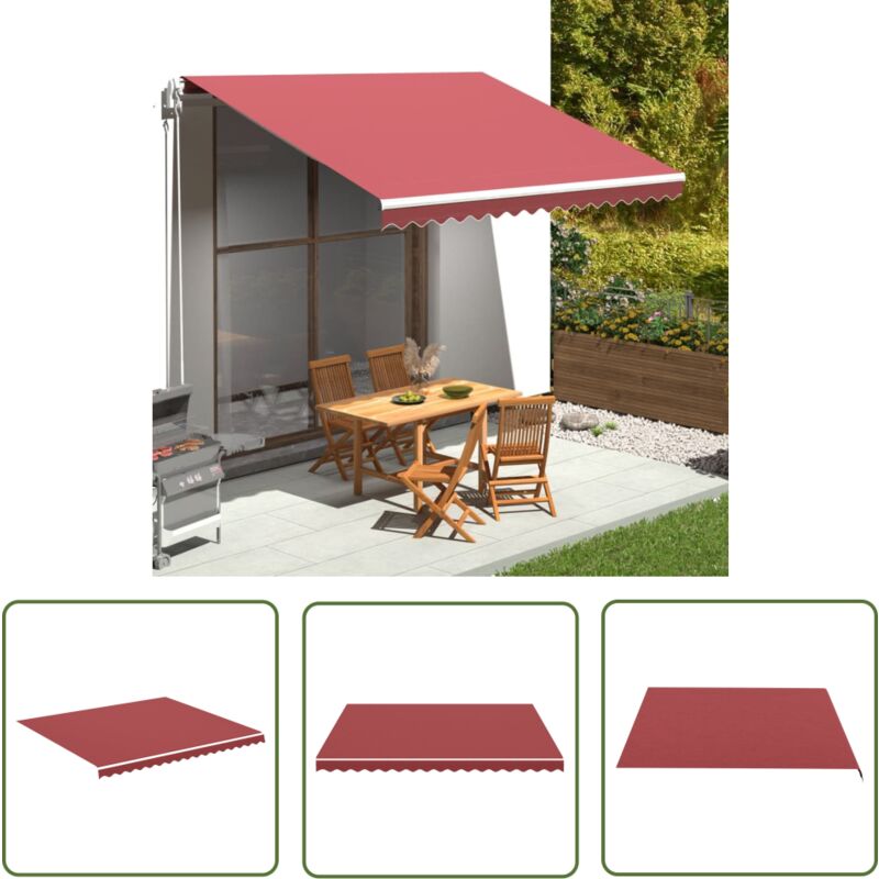 The Living Store Tissu de remplacement pour auvent Bordeaux rouge 4x3,5 m - Tissu D'auvent - Auvent De Jardin - Toile D'ombrage - Protection Solaire