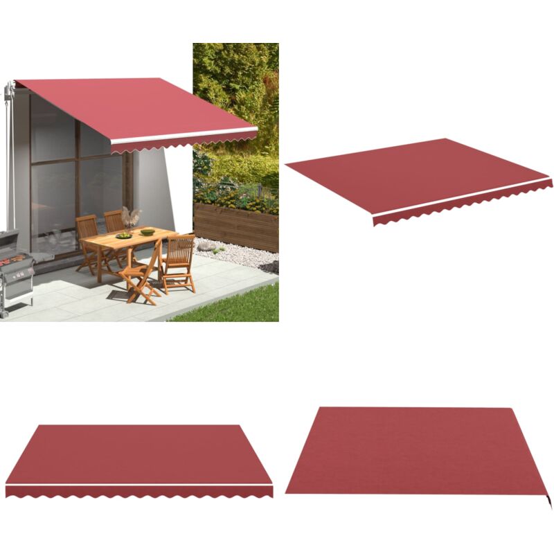 Tissu de remplacement pour auvent Bordeaux rouge 4x3,5 m - Tissu D'auvent - Auvent De Jardin - Toile D'ombrage - Protection Solaire - Parasol De