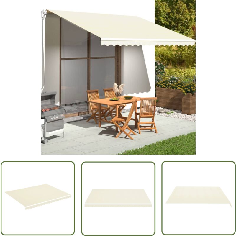 The Living Store Tissu de remplacement pour auvent Crème 4,5x3,5 m - Tissu D'ombrage - Auvent De Jardin - Toile D'auvent - Parasol De Jardin