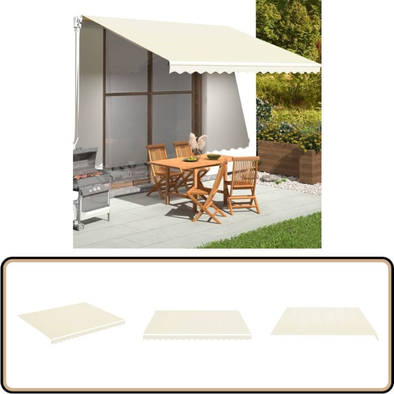 Tissu de remplacement pour auvent Crème 4,5x3,5 m - Tissu D'ombrage - Auvent De Jardin - Toile D'auvent - Parasol De Jardin - Protection Solaire