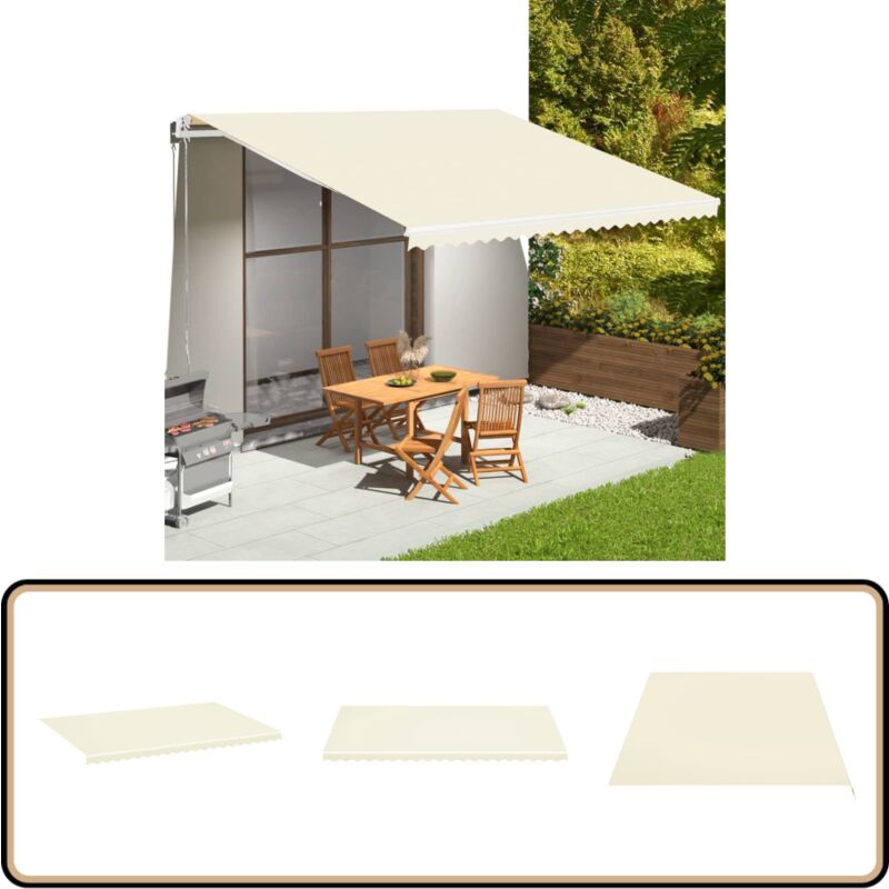 Tissu de remplacement pour auvent Crème 5x3,5 m - Tissu D'auvent - Auvent De Jardin - Toile D'ombrage - Protection Solaire - Parasol De Jardin
