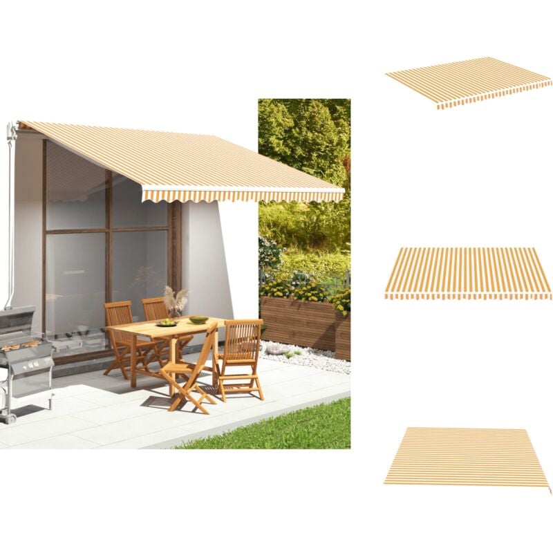 Vidaxl - Tissu de remplacement pour auvent Jaune et blanc 4,5x3,5 m - Tissus D'ombrage - Auvent De Jardin - Toile D'auvent - Store Banne - Parasol De