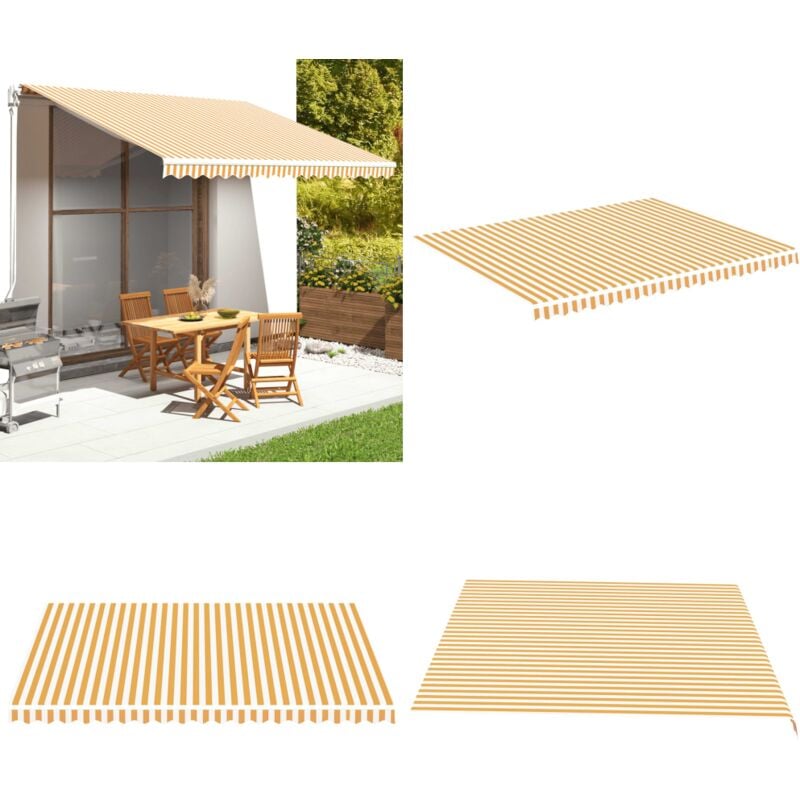 Vidaxl - Tissu de remplacement pour auvent Jaune et blanc 4,5x3,5 m - Tissus D'ombrage - Auvent De Jardin - Toile D'auvent - Store Banne - Parasol De