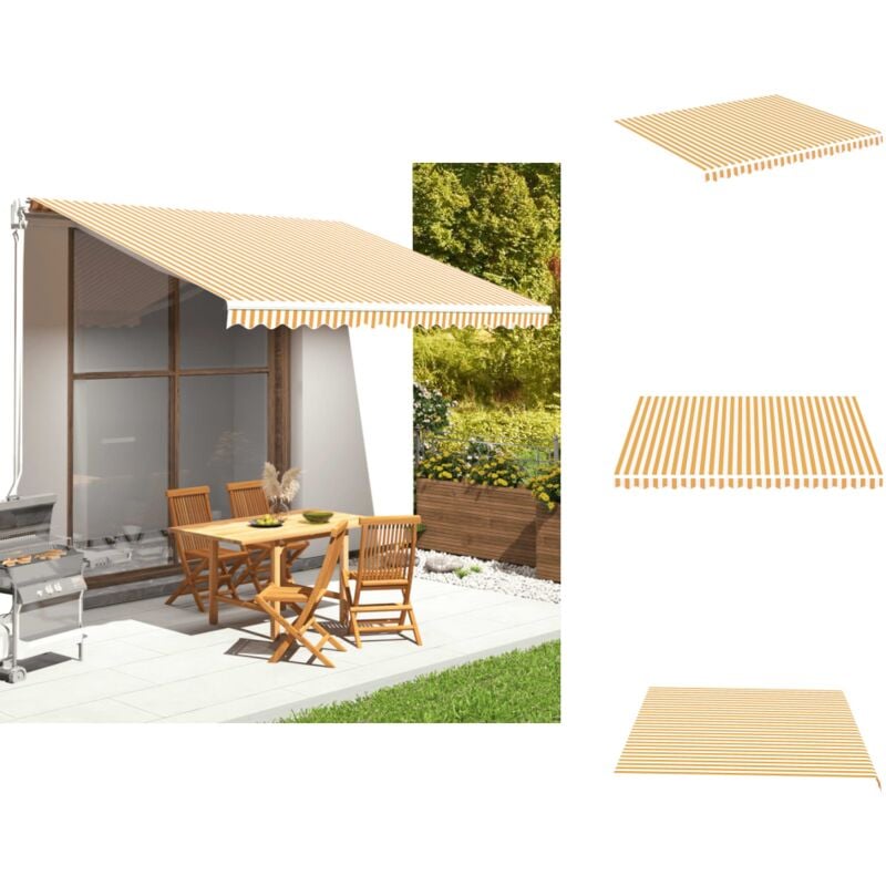 Vidaxl - Tissu de remplacement pour auvent Jaune et blanc 4x3,5 m - Tissu D'ombrage - Auvent De Jardin - Toile D'extérieur - Protection Solaire