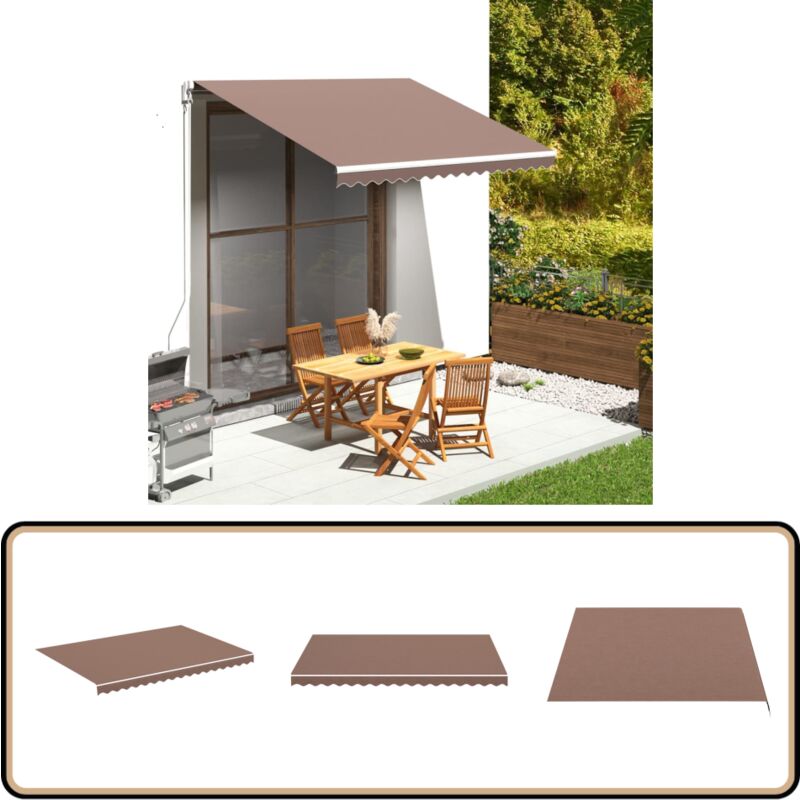 Tissu de remplacement pour auvent Marron 3,5x2,5 m - Tissu D'auvent - Toile D'ombrage - Auvent De Jardin - Parasol De Terrasse - Protection Solaire