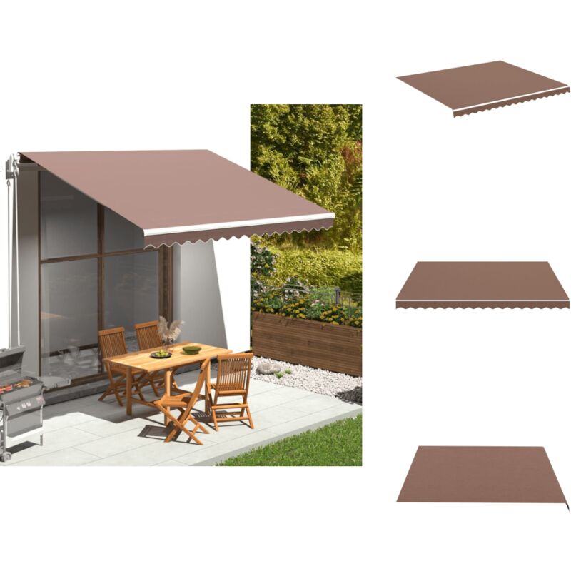 Tissu de remplacement pour auvent Marron 4x3,5 m - Tissu D'ombrage - Auvent De Jardin - Toile D'extérieur - Protection Solaire - Parasol De Terrasse