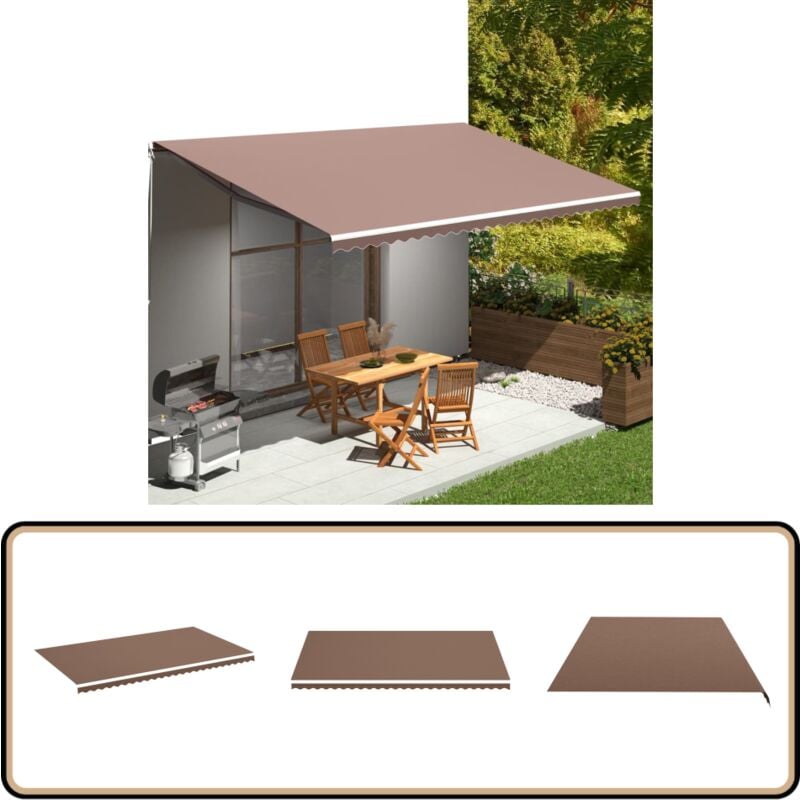 Tissu de remplacement pour auvent Marron 6x3,5 m - Tissus D'ombrage - Auvent De Jardin - Toile D'auvent - Store Banne - Parasol De Jardin