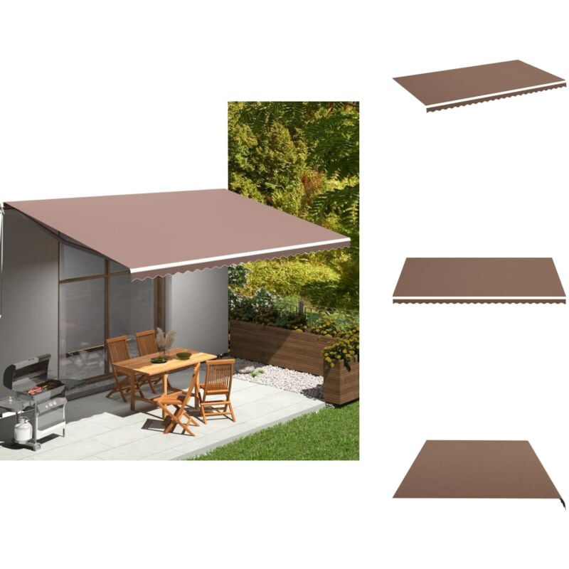 Tissu de remplacement pour auvent Marron 6x3,5 m - Tissus D'ombrage - Auvent De Jardin - Toile D'auvent - Store Banne - Parasol De Jardin