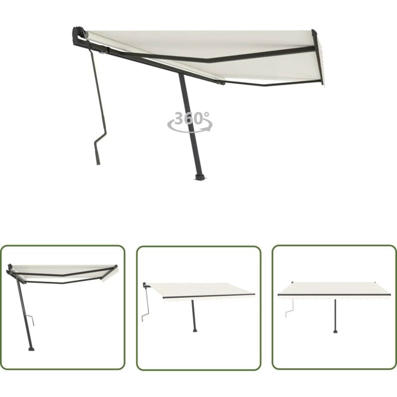 The Living Store Auvent manuel rétractable sur pied 400x300 cm Crème - Store Exterieur - Auvent Retractable - Abri Soleil - Pergola Pliable