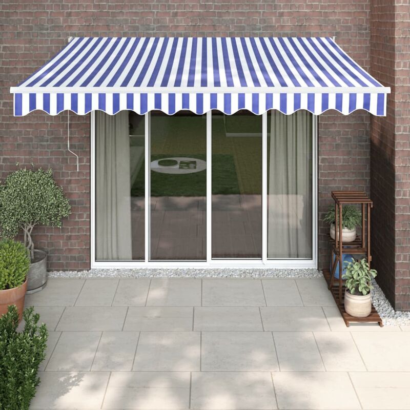 Furniture Limited - Auvent rétractable bleu et blanc 3,5x2,5 m