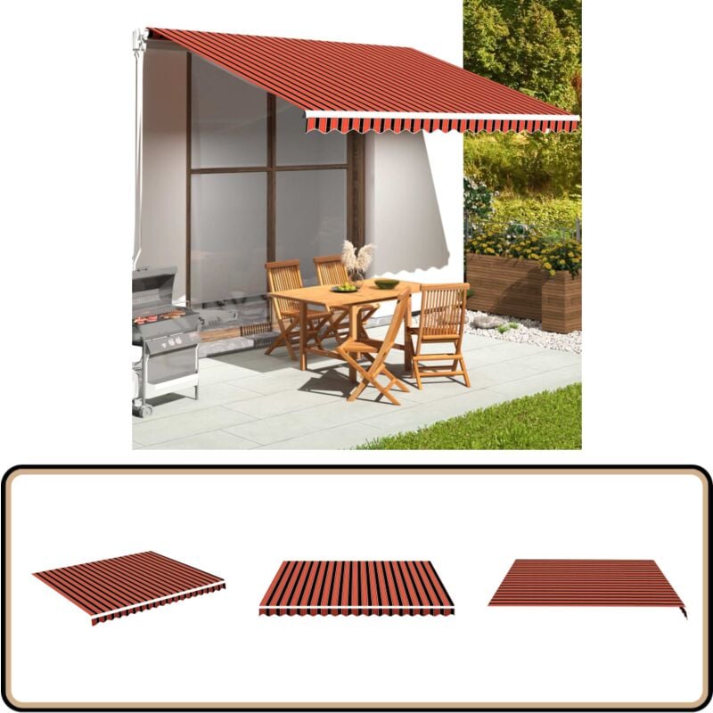 Vidaxl - Tissu de remplacement pour auvent Orange et marron 4,5x3,5 m - Tissus D'ombrage - Auvent De Jardin - Toile D'auvent - Store Banne