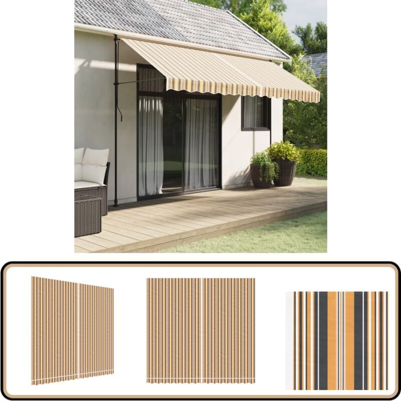 Vidaxl - Tissu de remplacement pour auvent rayures multicolores 4x3,5 m - Toile De Store - Tissu D'ombrage - Auvent De Jardin - Parasol - Couverture